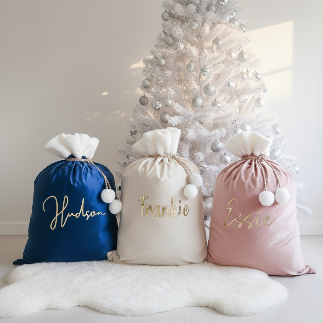 Velvet Christmas Sack - Cream
