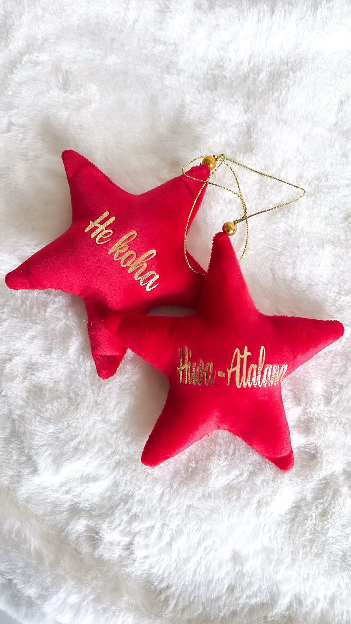 Velvet Star Plush Ornament - Red