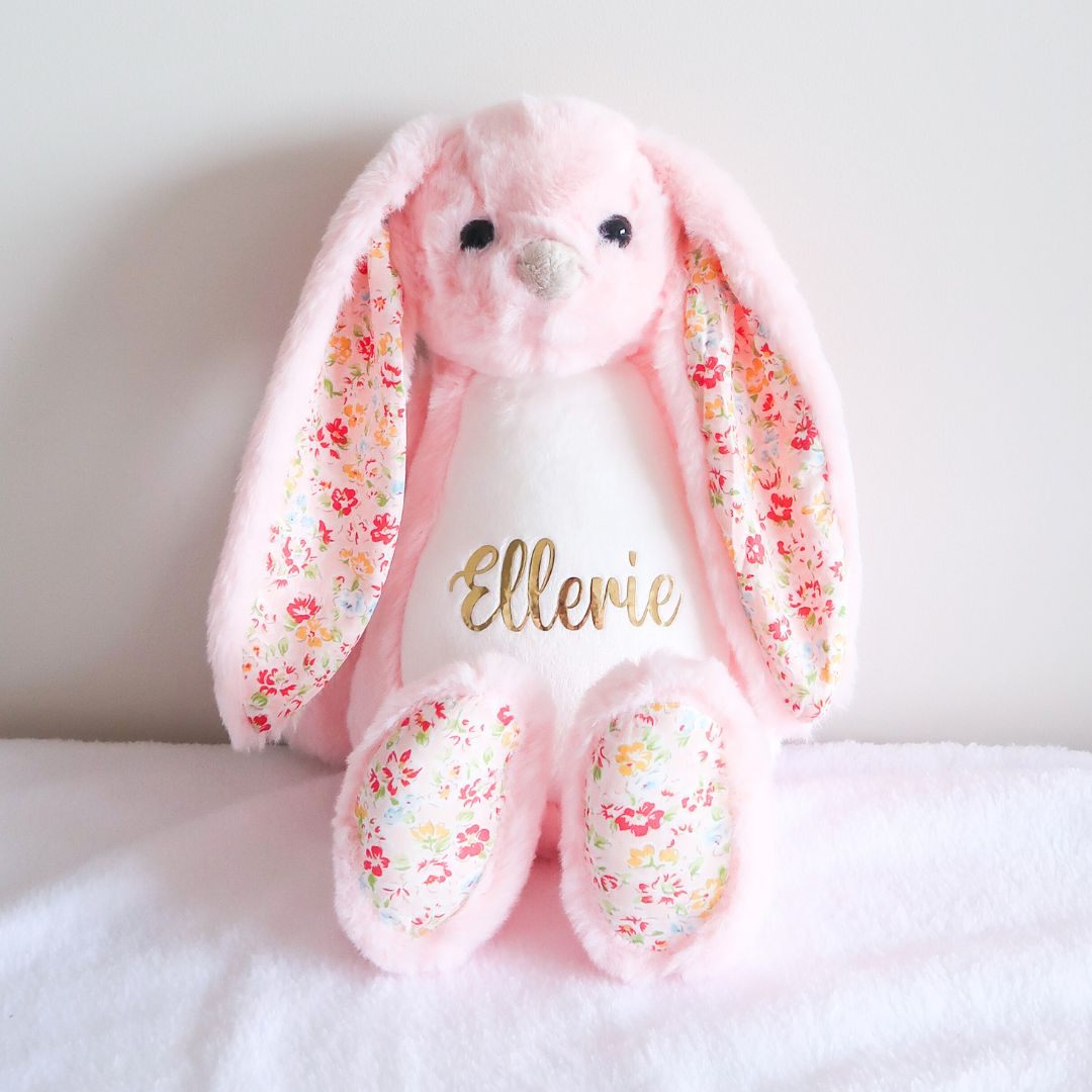 Personalised Plush Bunny - Daisy Pink