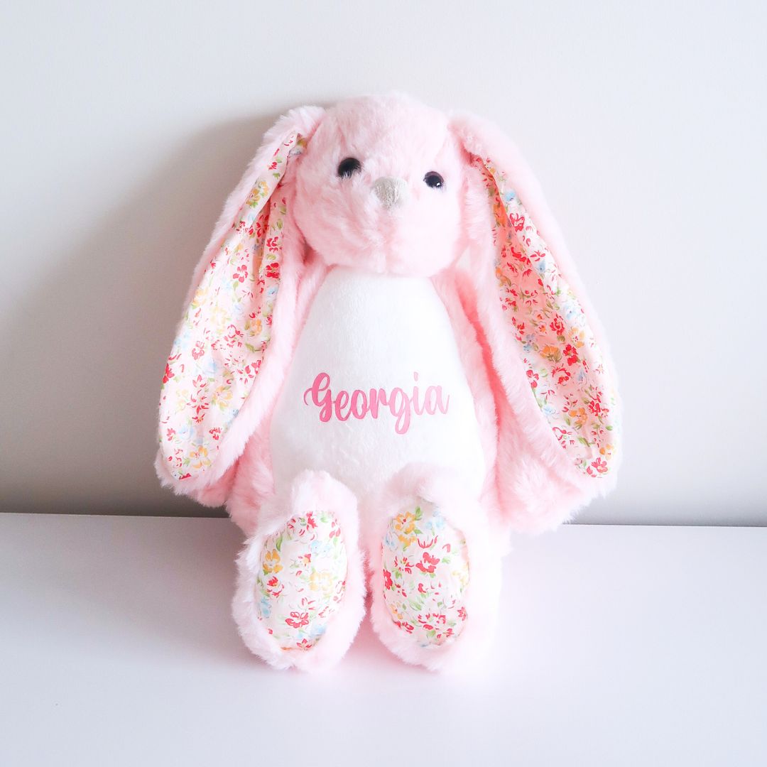 Personalised Plush Bunny - Daisy Pink