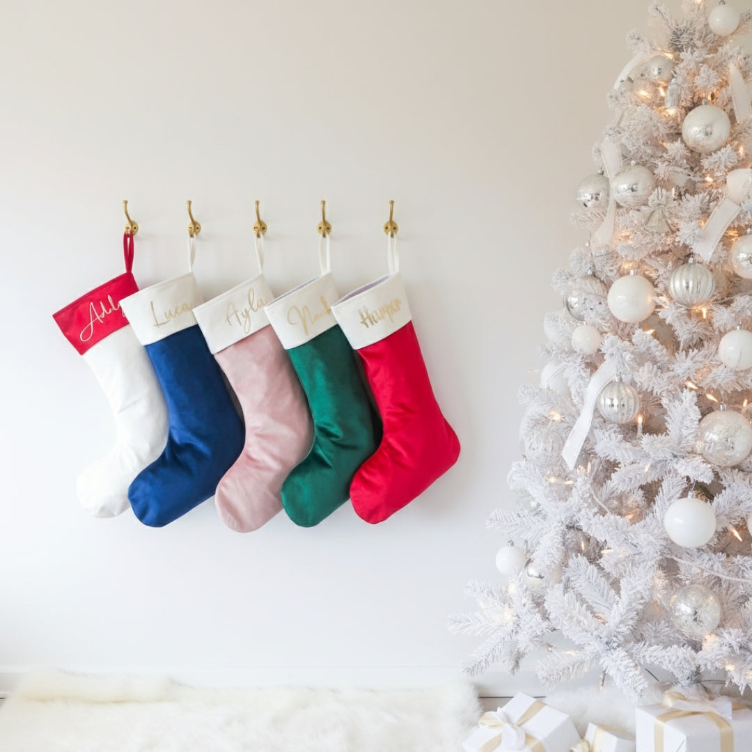Velvet Christmas Stocking - Cream