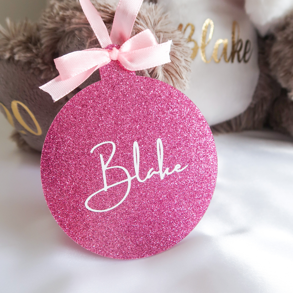 Luxe Glitter Christmas Bauble - Pink