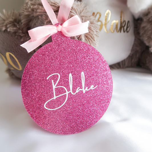 Luxe Glitter Christmas Bauble - Pink