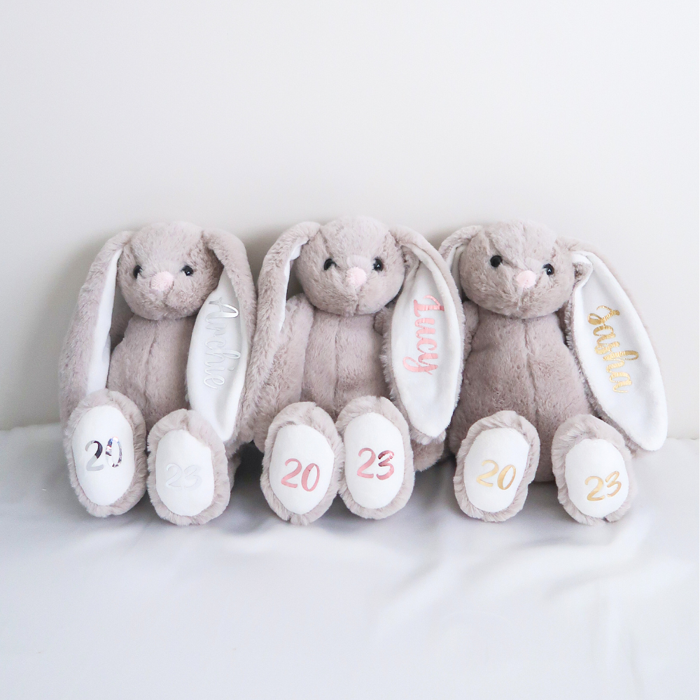 Personalised Plush Bunny - Grey