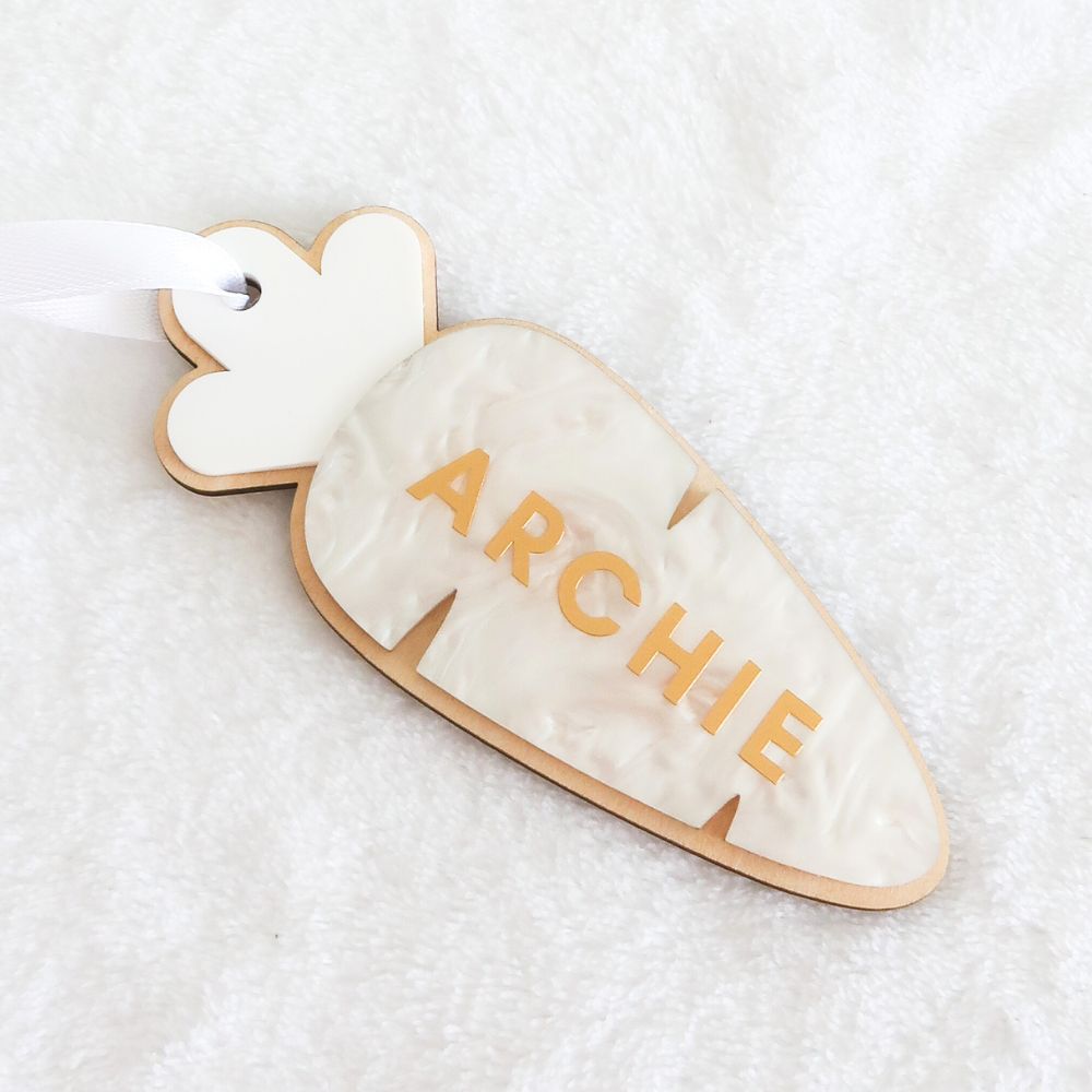 Personalised Easter Carrot Tag - White