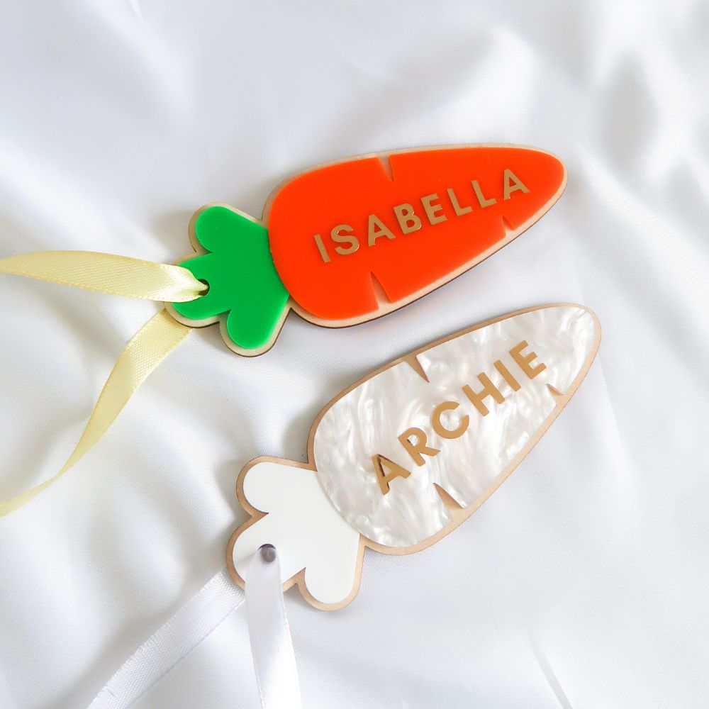 Personalised Easter Carrot Tag - White