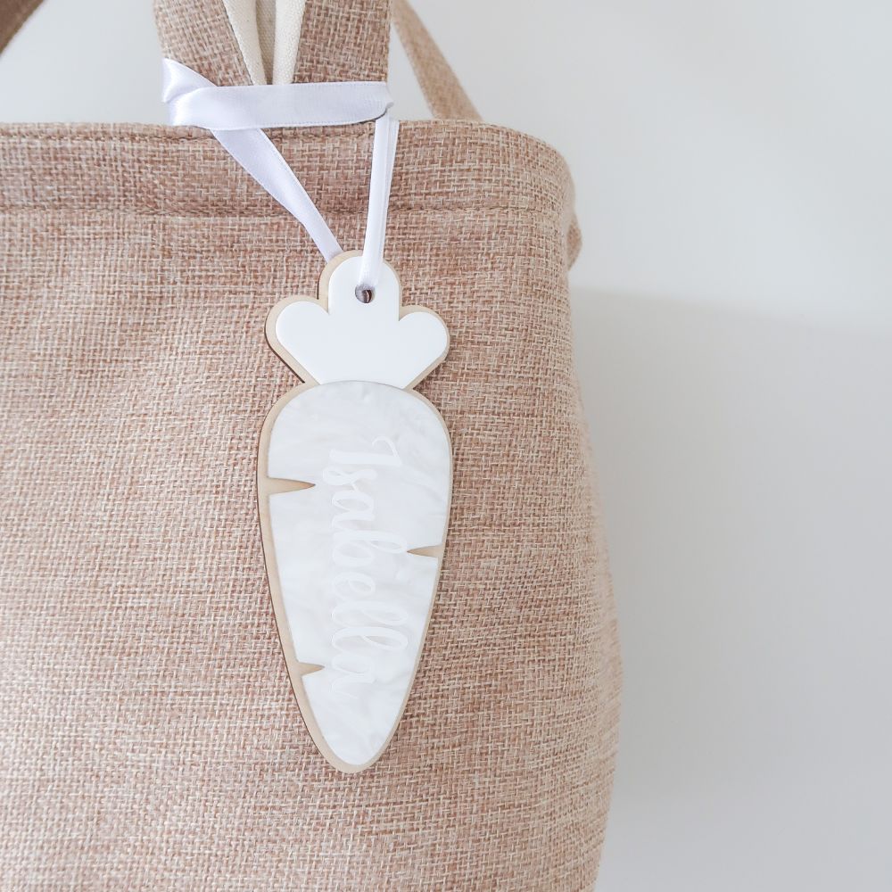 Personalised Easter Carrot Tag - White