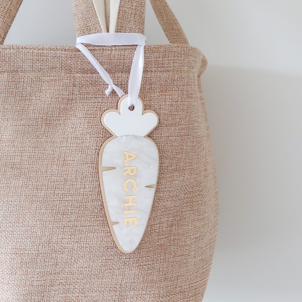 Personalised Easter Carrot Tag - White