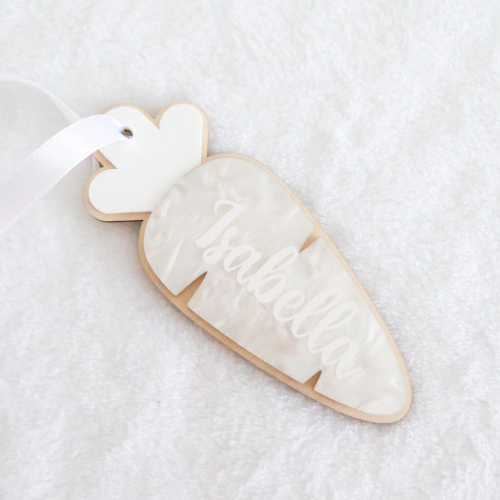 Personalised Easter Carrot Tag - White