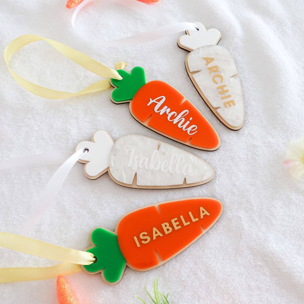 Personalised Easter Carrot Tag - White