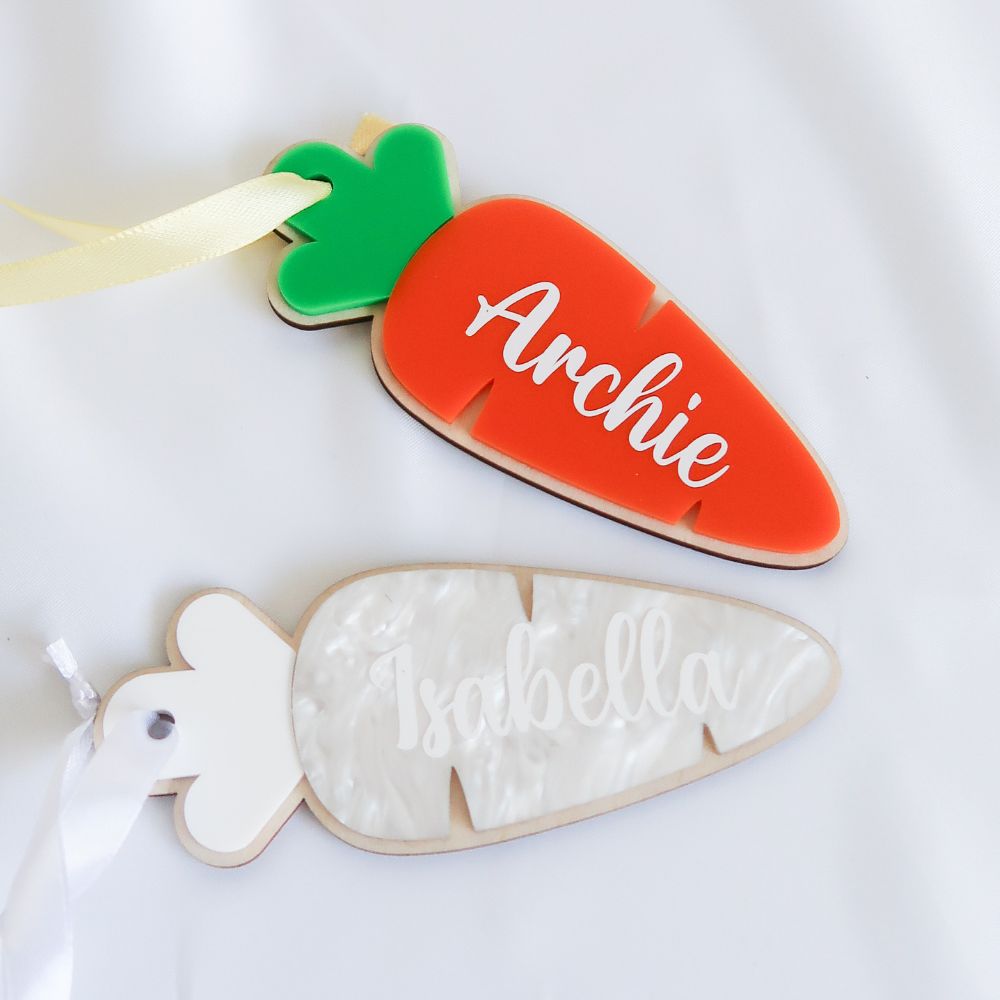 Personalised Easter Carrot Tag - White