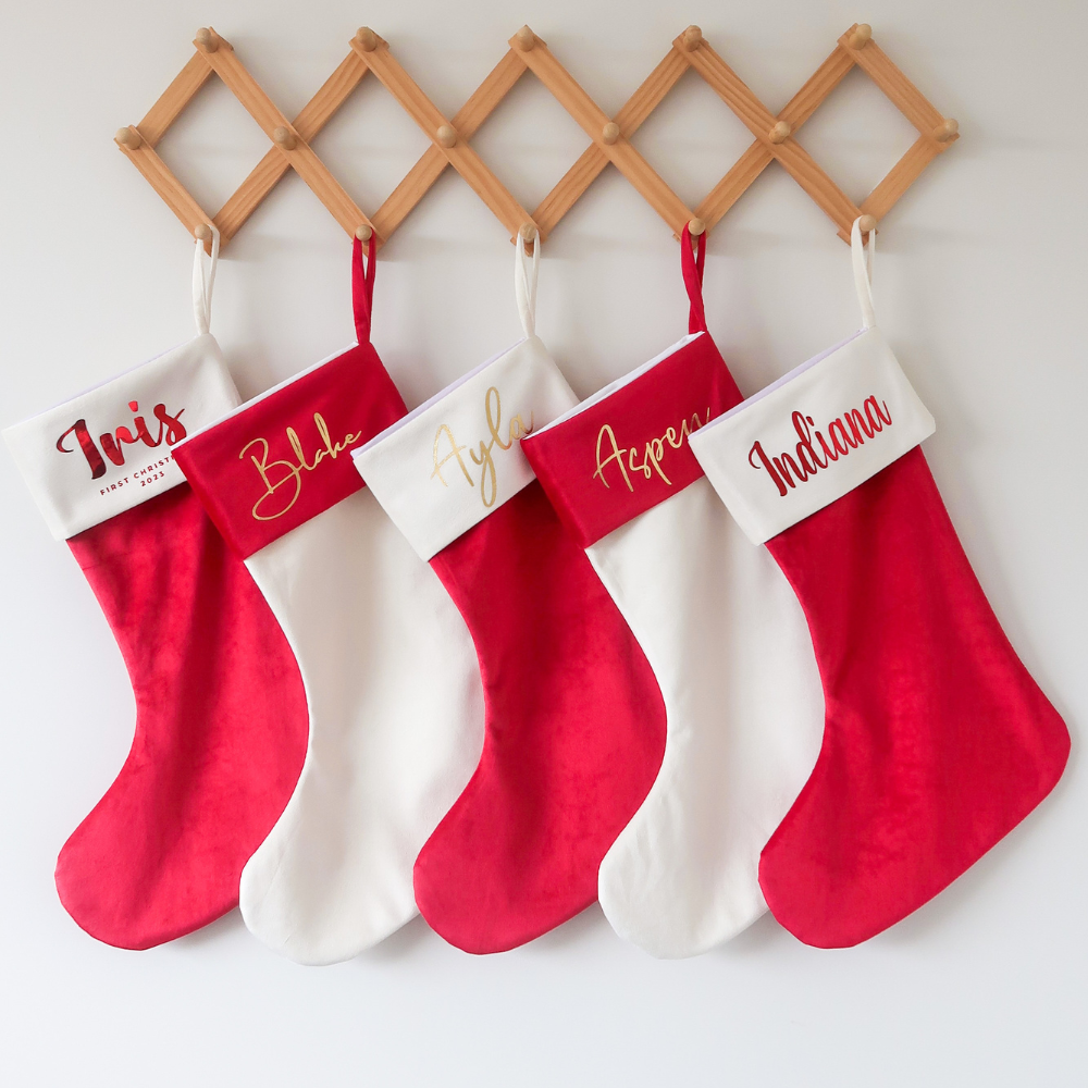 Velvet Christmas Stocking - Cream