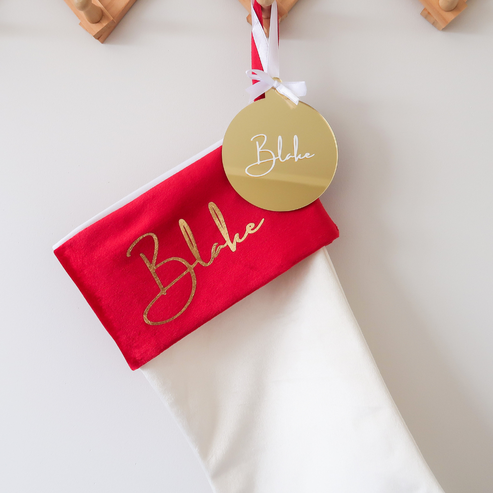 Velvet Christmas Stocking - Cream