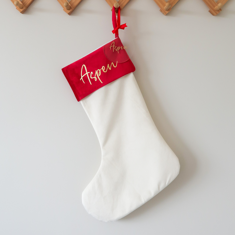 Velvet Christmas Stocking - Cream