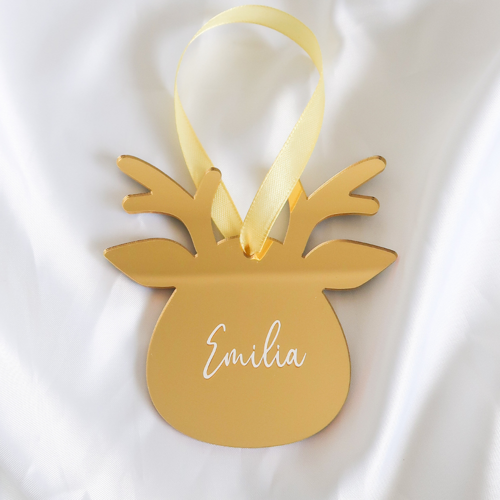 Luxe Reindeer Christmas Bauble - Gold