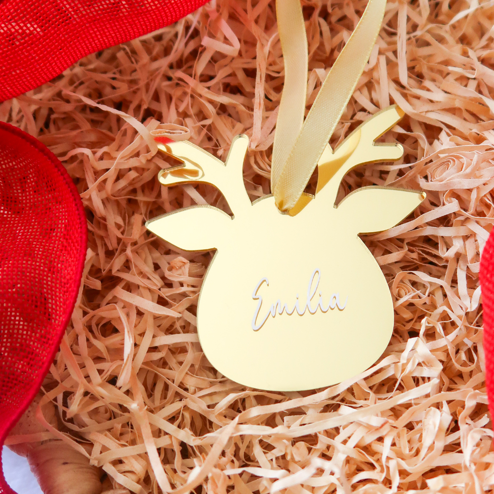 Luxe Reindeer Christmas Bauble - Gold