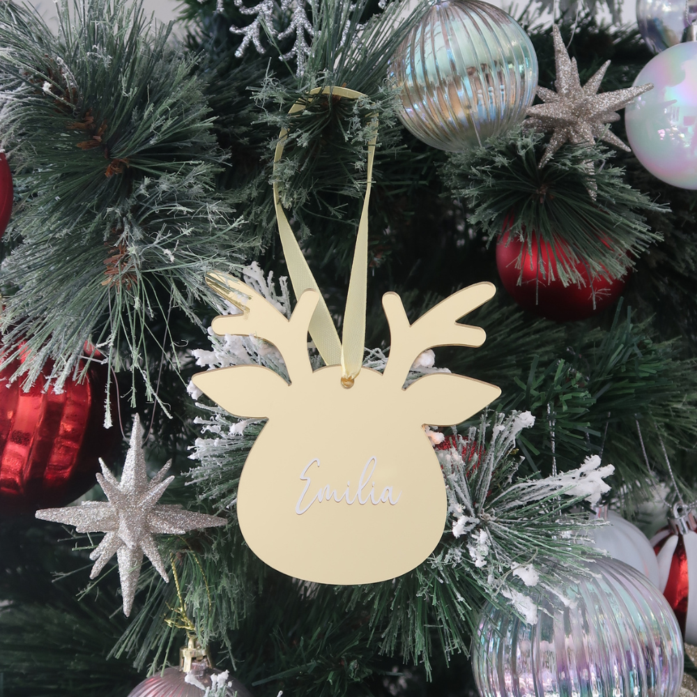 Luxe Reindeer Christmas Bauble - Gold