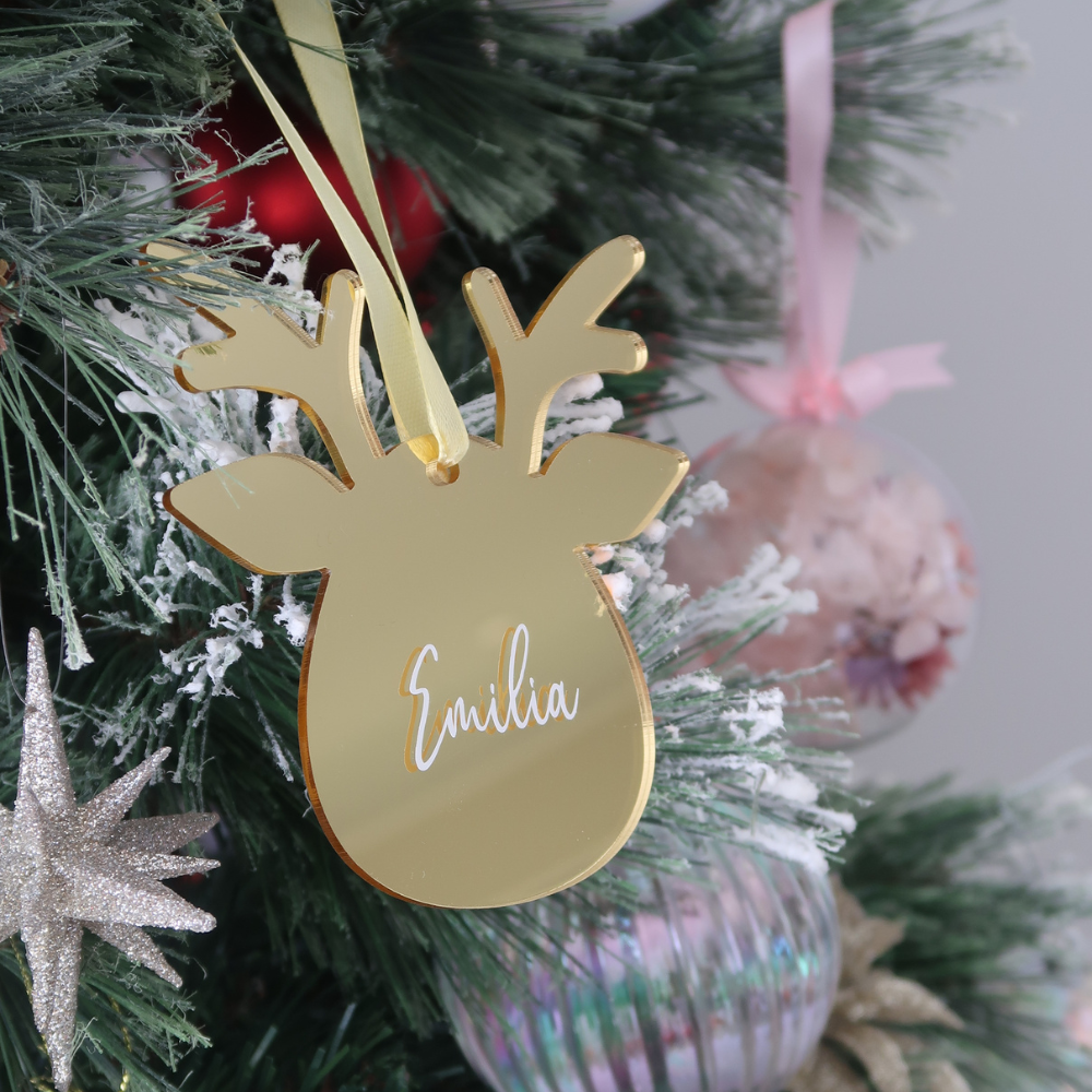 Luxe Reindeer Christmas Bauble - Gold