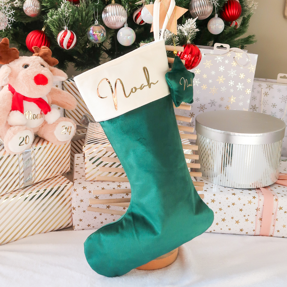 Velvet Christmas Stocking - Green