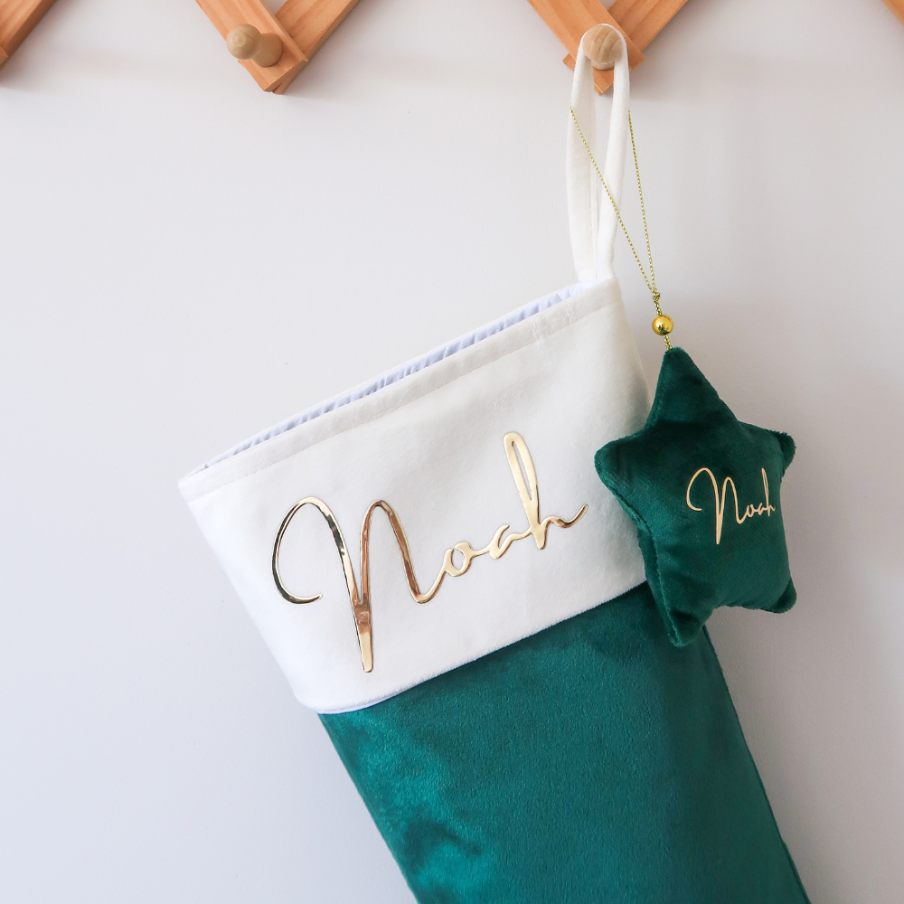Velvet Christmas Stocking - Green