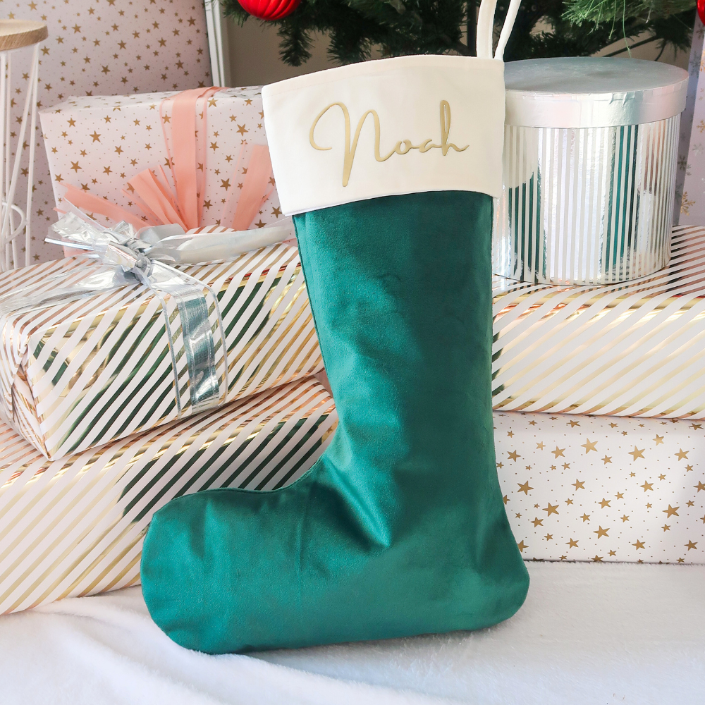 Velvet Christmas Stocking - Green