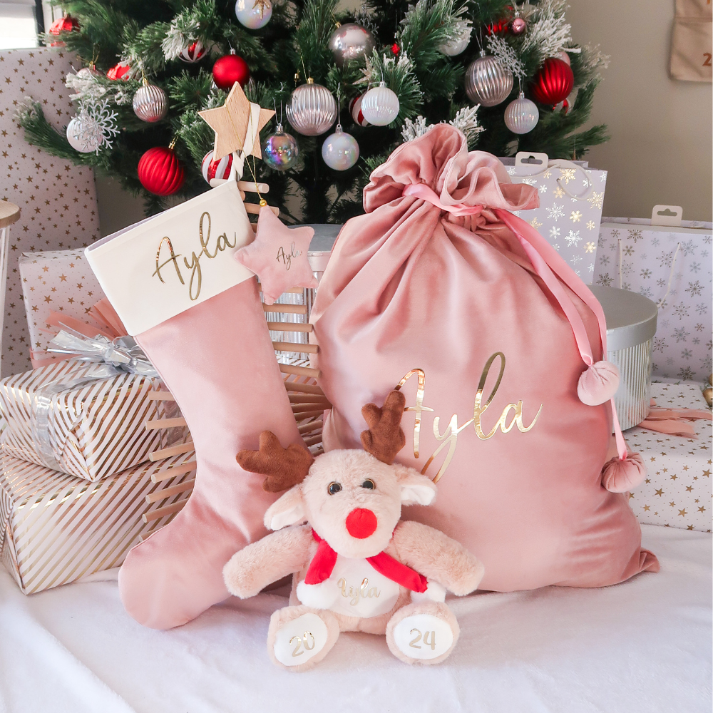 Velvet Christmas Stocking - Pink