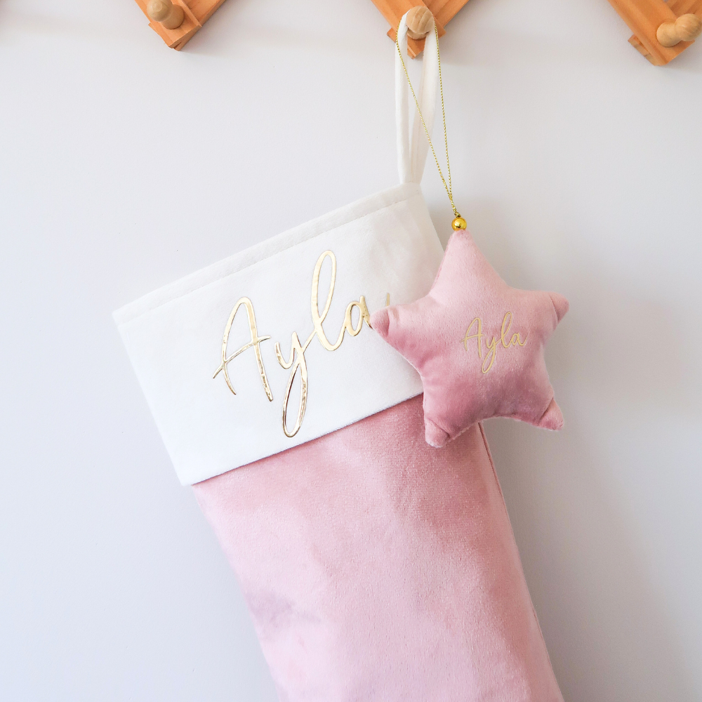 Velvet Christmas Stocking - Pink