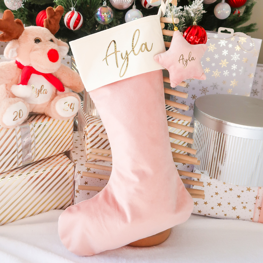 Velvet Christmas Stocking - Pink