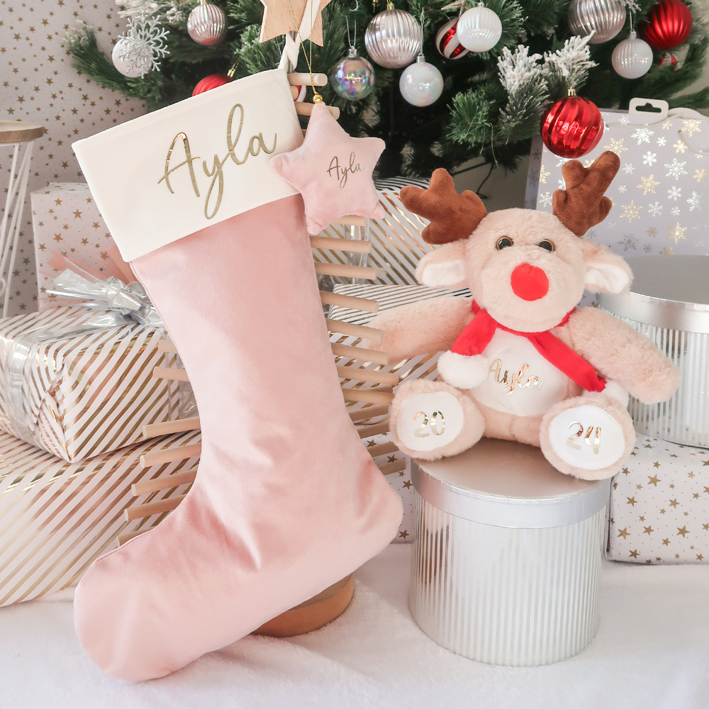 Velvet Christmas Stocking - Pink