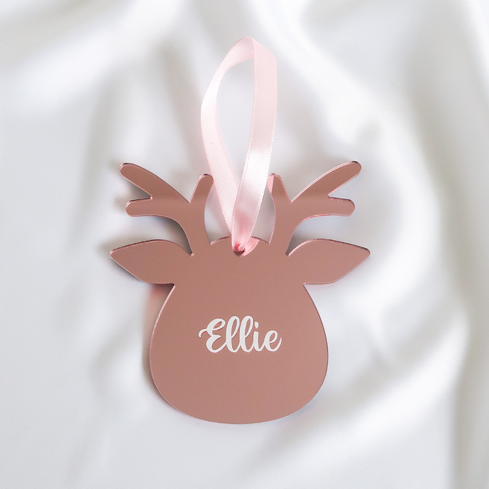 Luxe Reindeer Christmas Bauble - Rose Gold