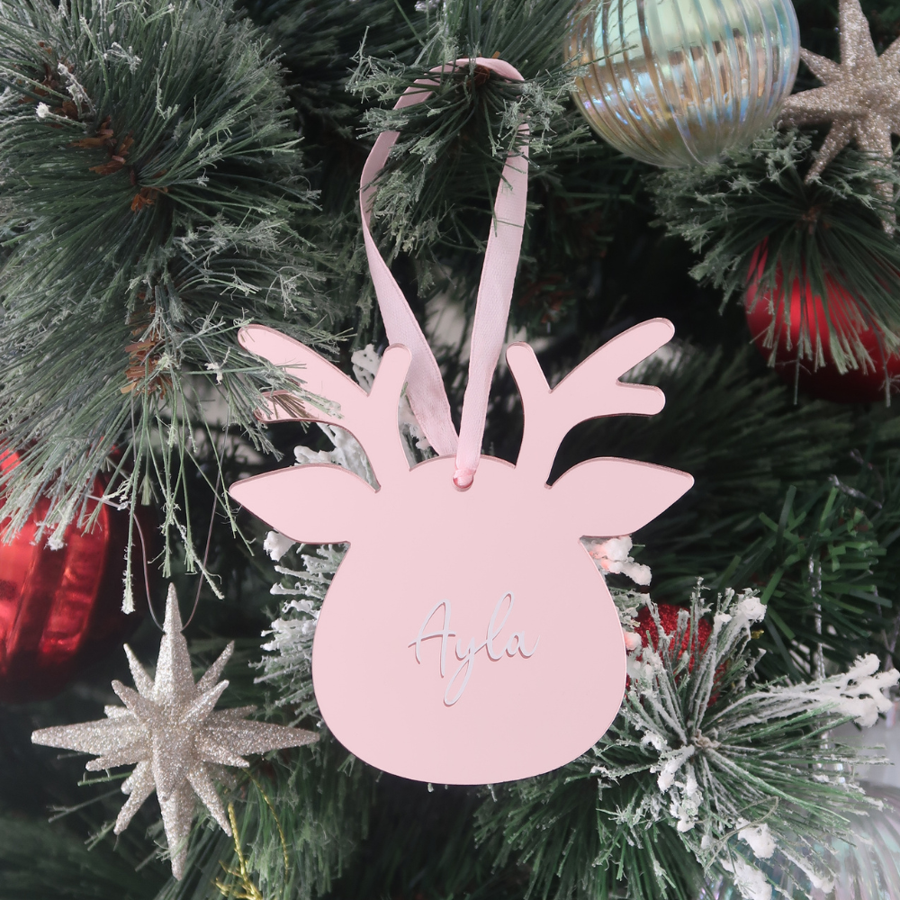 Luxe Reindeer Christmas Bauble - Rose Gold