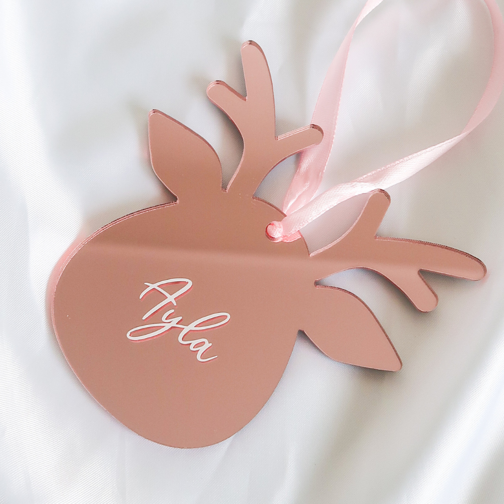 Luxe Reindeer Christmas Bauble - Rose Gold