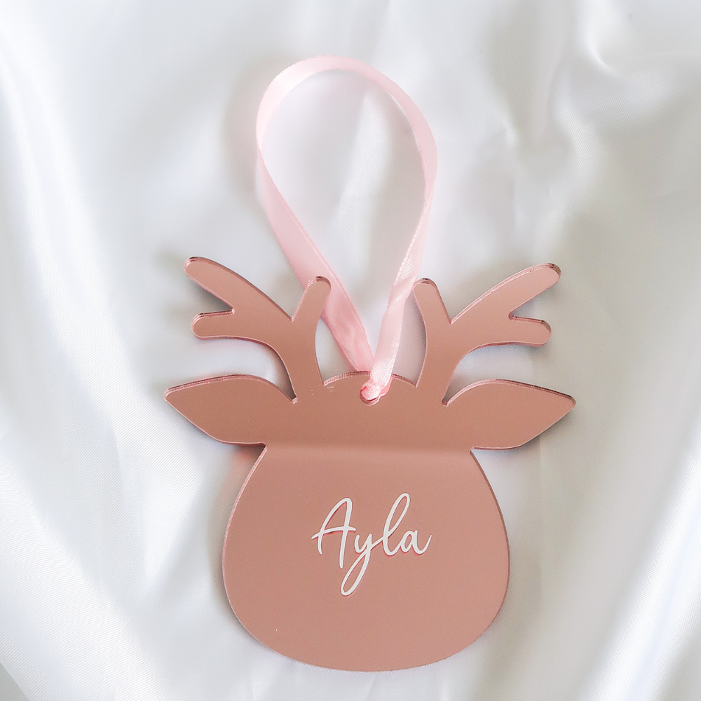 Luxe Reindeer Christmas Bauble - Rose Gold