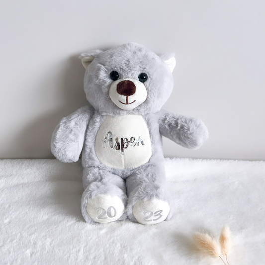 Personalised Baby Teddy Bear (Grey)