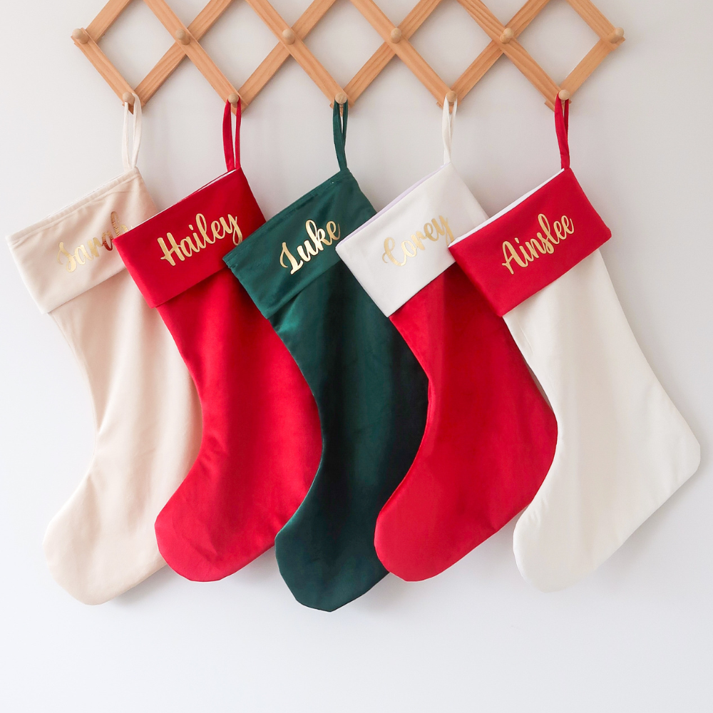 Velvet Christmas Stocking - Soft Cream