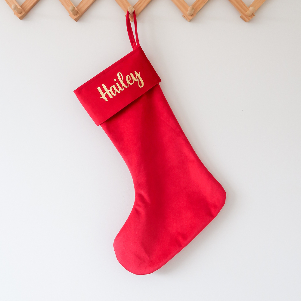 Velvet Christmas Stocking - Red