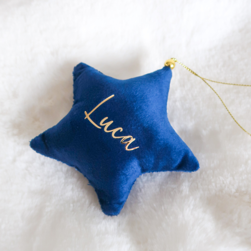 Velvet Star Plush Ornament - Blue