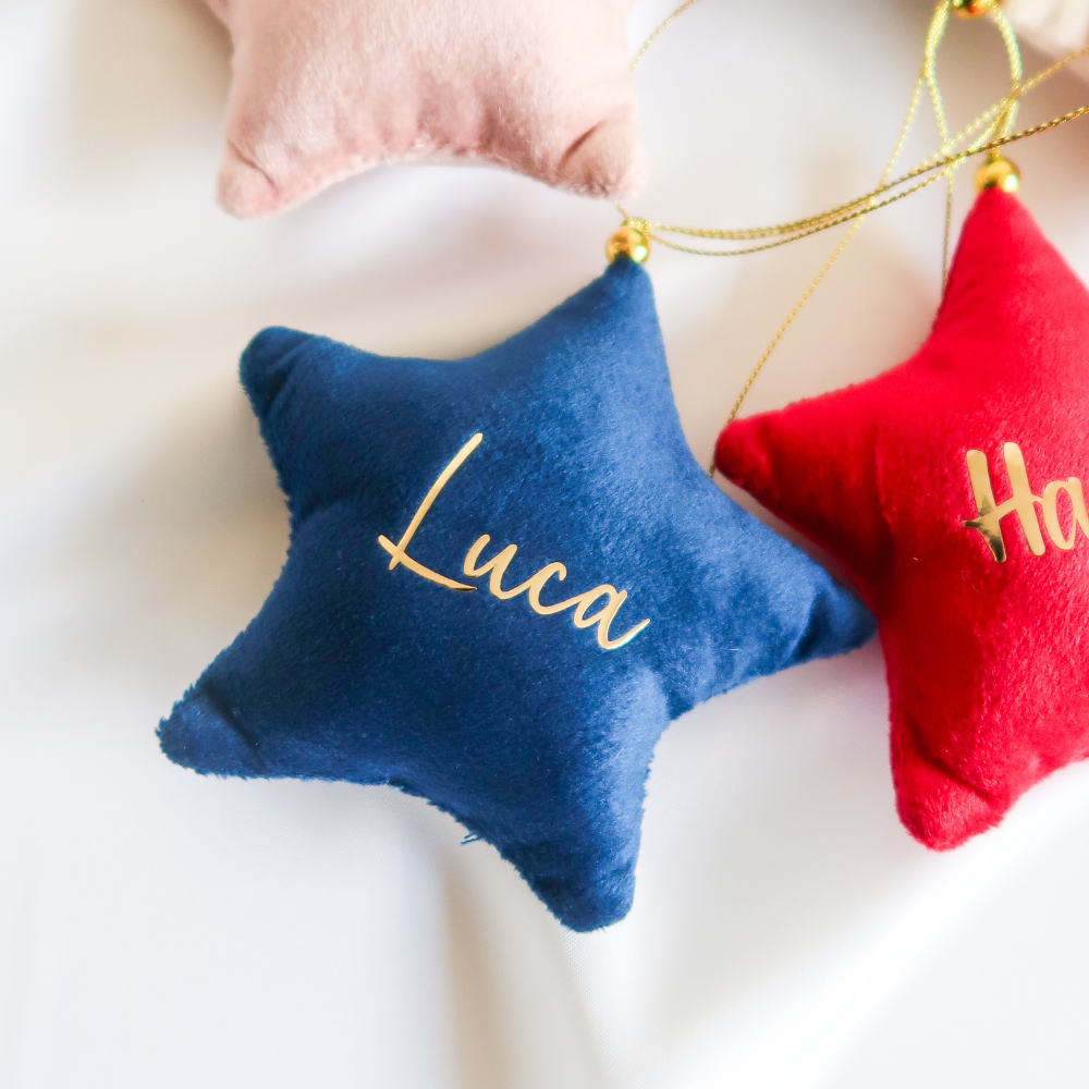 Velvet Star Plush Ornament - Blue