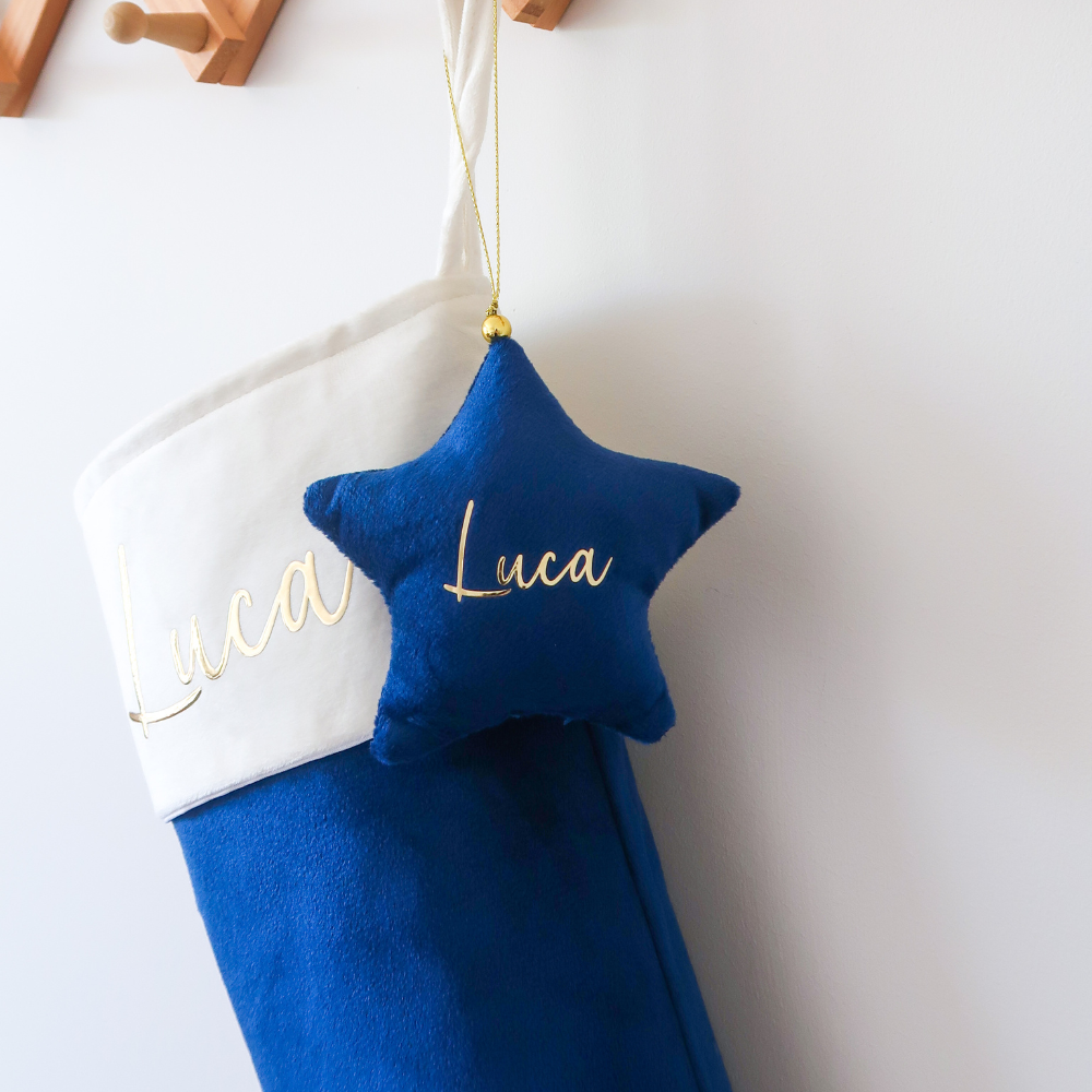 Velvet Star Plush Ornament - Blue