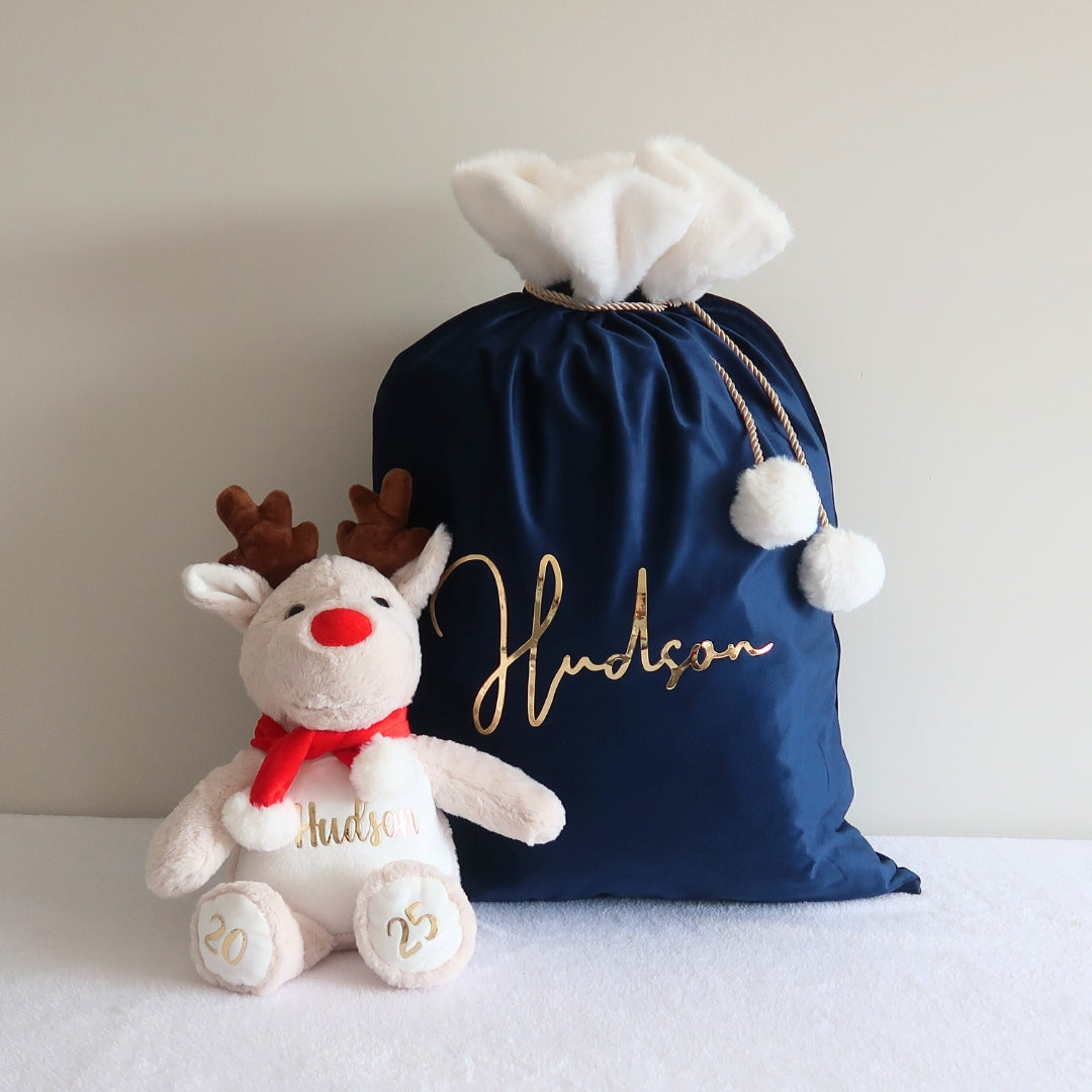 Velvet Christmas Sack - Blue