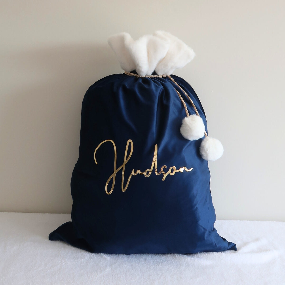 Velvet Christmas Sack - Blue
