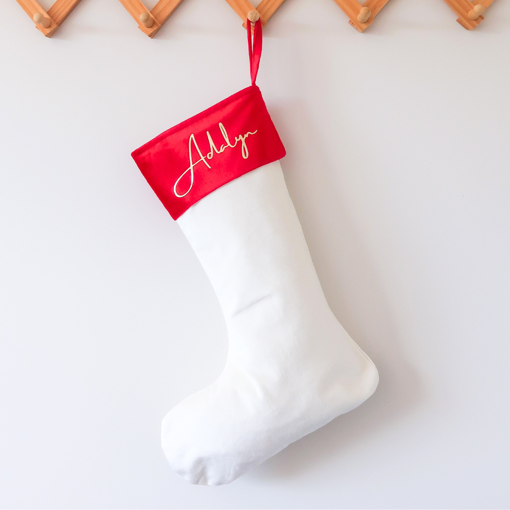 Velvet Christmas Stocking - Cream