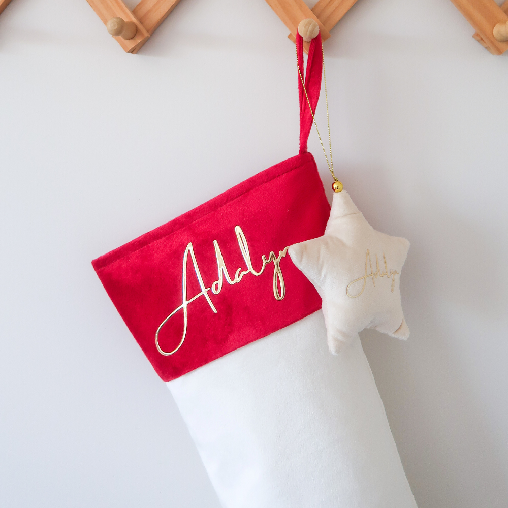 Velvet Christmas Stocking - Cream