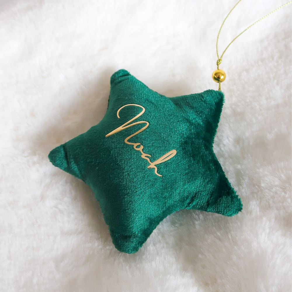 Velvet Star Plush Ornament - Green