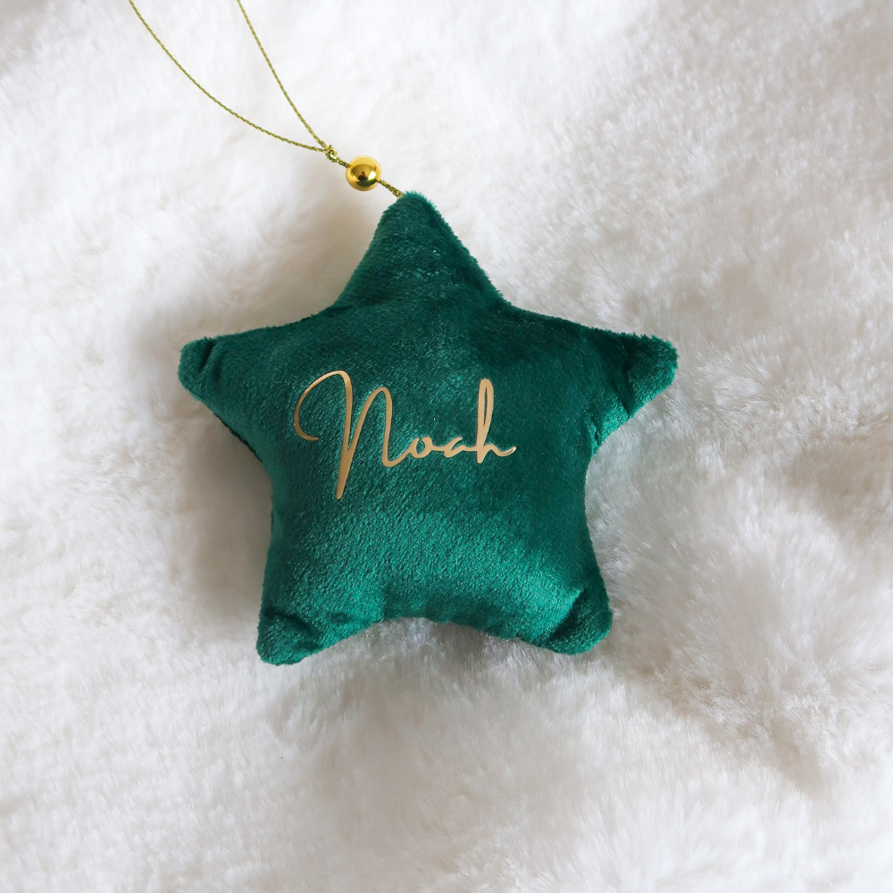 Velvet Star Plush Ornament - Green