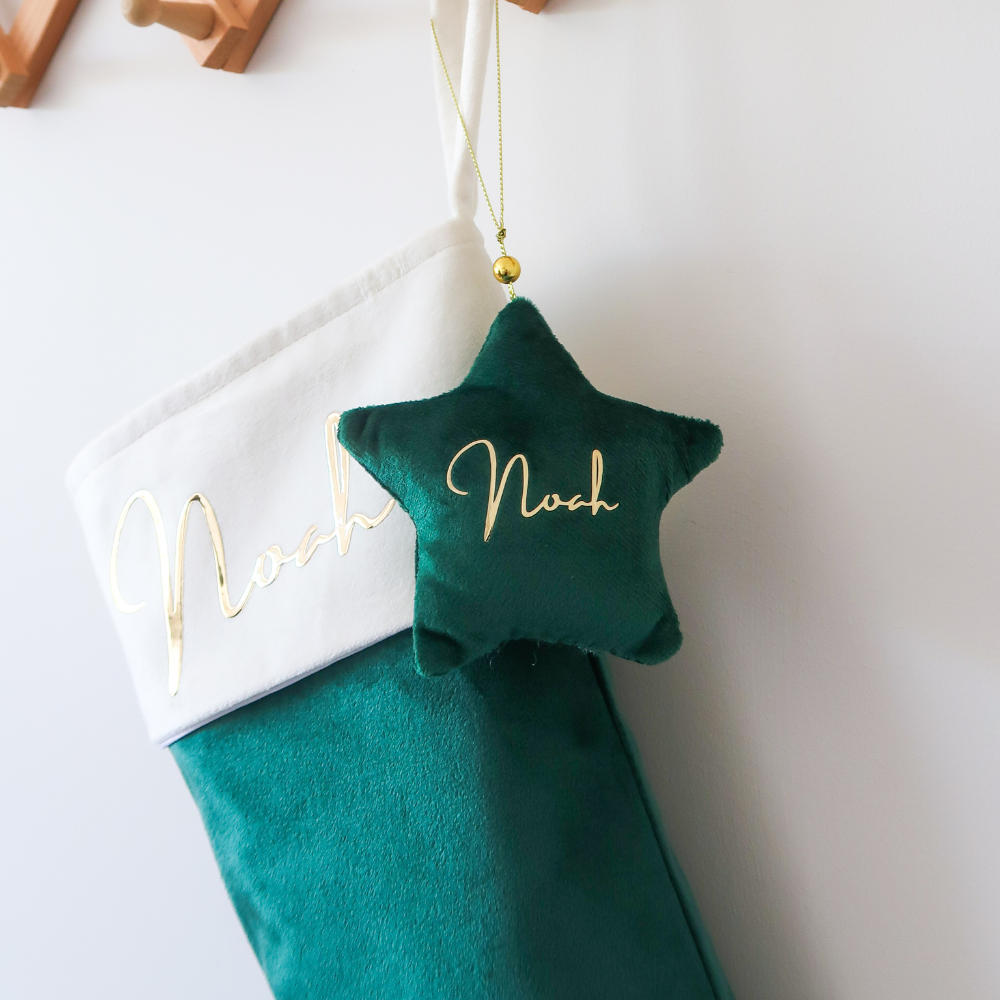 Velvet Star Plush Ornament - Green