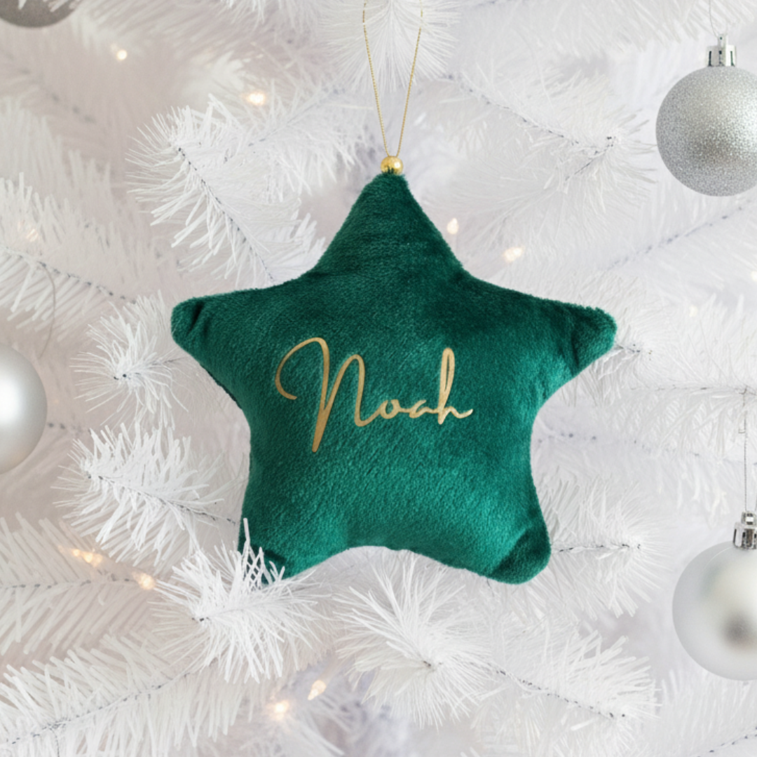 Velvet Star Plush Ornament - Green
