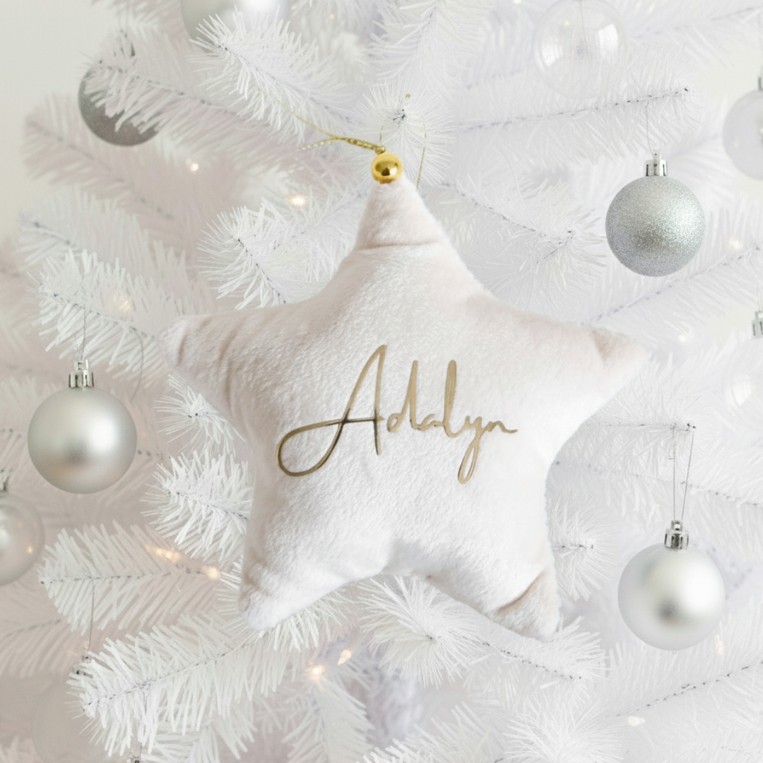 Velvet Star Plush Ornament - Cream