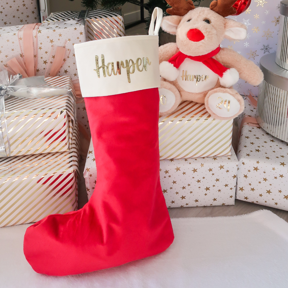 Velvet Christmas Stocking - Red