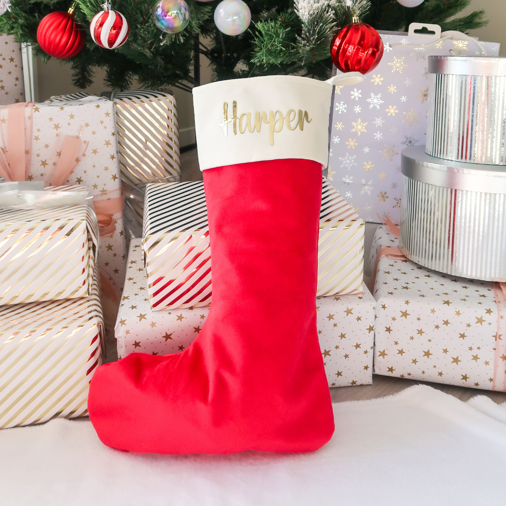 Velvet Christmas Stocking - Red